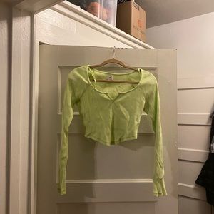 Neon green long sleeve crop top